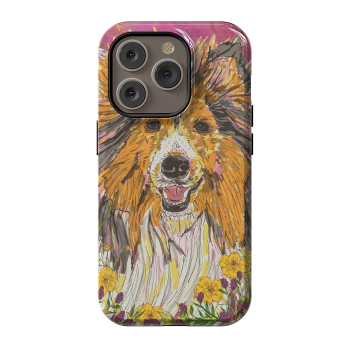 iPhone 14 Pro StrongFit Shetland Sheepdog (Sheltie) by Lotti Brown