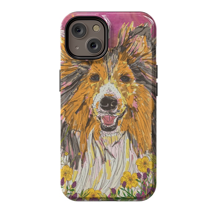 iPhone 14 StrongFit Shetland Sheepdog (Sheltie) by Lotti Brown