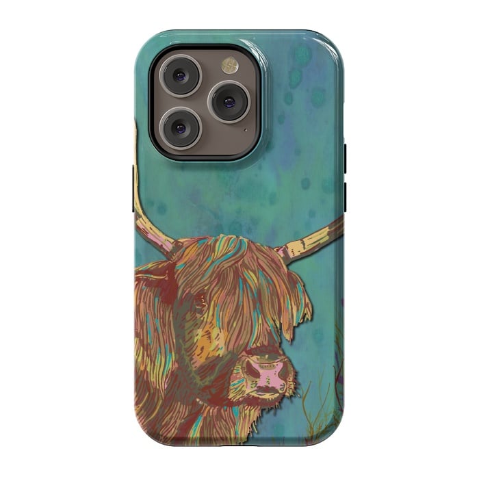 iPhone 14 Pro StrongFit Highland Cow by Lotti Brown