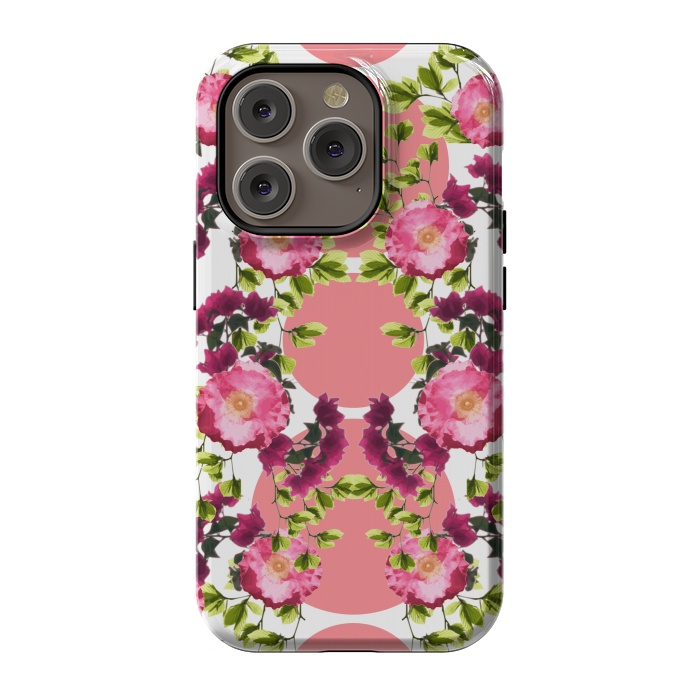 iPhone 14 Pro StrongFit Symmetrical Pink Floral Print by Zala Farah