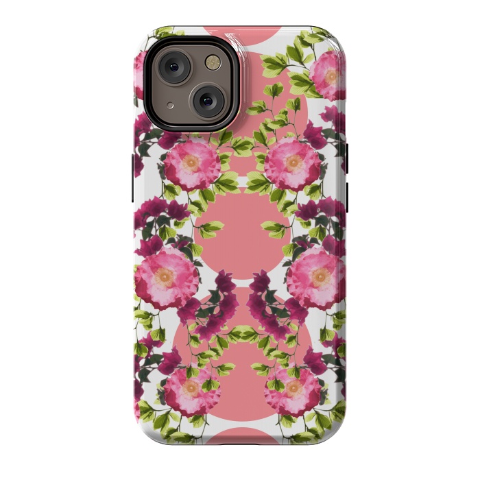 iPhone 14 StrongFit Symmetrical Pink Floral Print by Zala Farah
