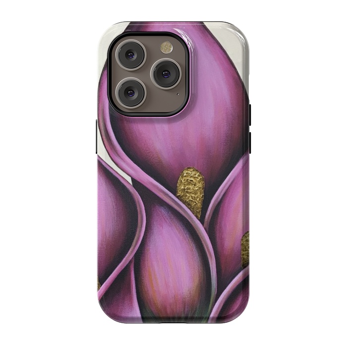 iPhone 14 Pro StrongFit Pink Calla Lilies by Denise Cassidy Wood