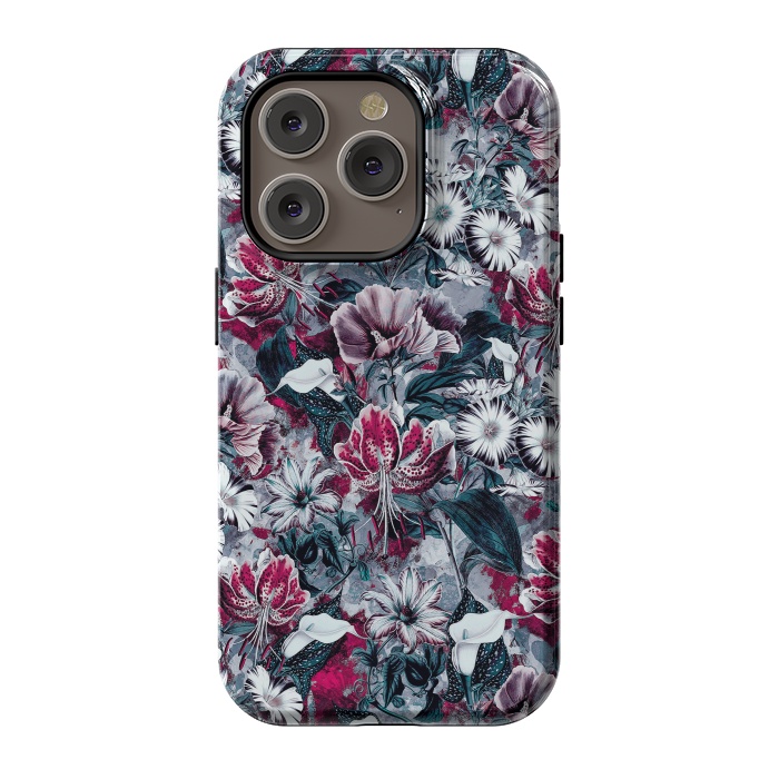iPhone 14 Pro StrongFit Floral Blue by Riza Peker