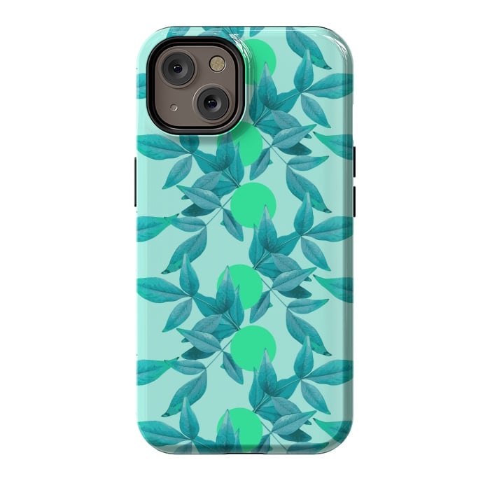 iPhone 14 StrongFit Loner Leaves (Blue) by Zala Farah