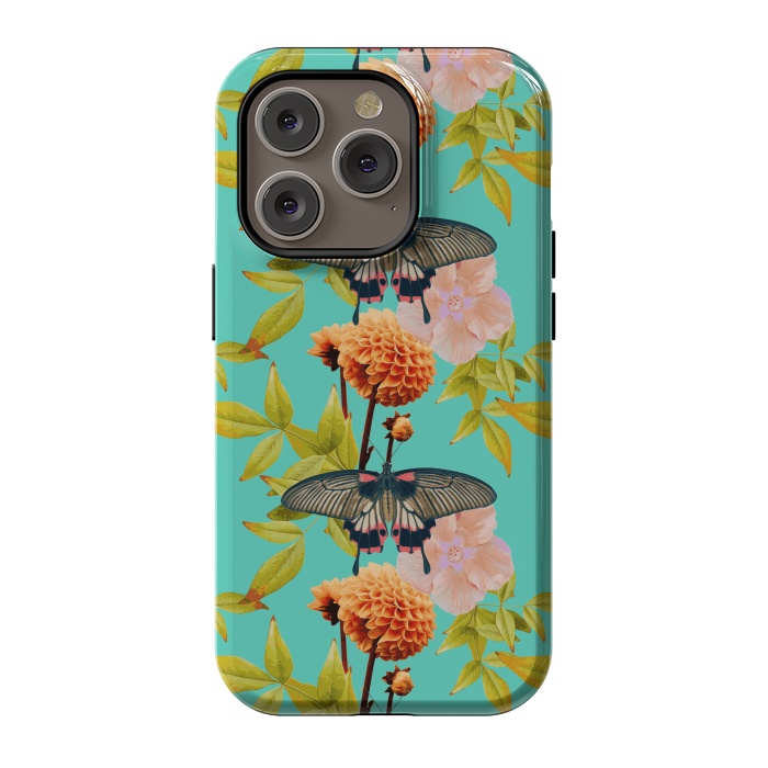 iPhone 14 Pro StrongFit Tropical Butterfly Garden by Zala Farah
