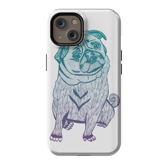 iPhone 14 StrongFit Duotone pug by Pom Graphic Design