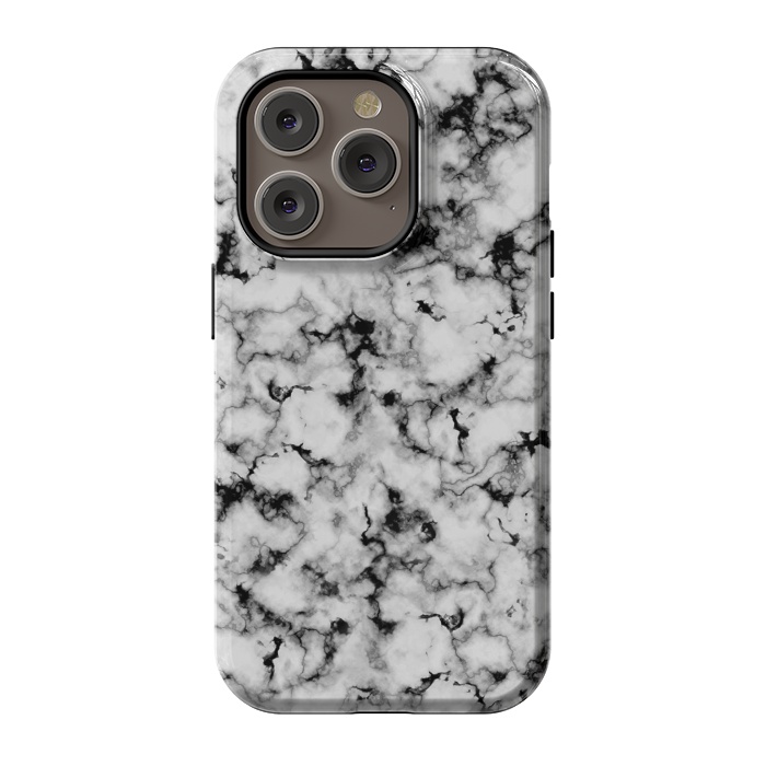 iPhone 14 Pro StrongFit Black and White Marble by CatJello