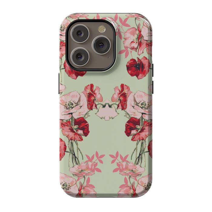 iPhone 14 Pro StrongFit Dramatic Florals (Red) by Zala Farah