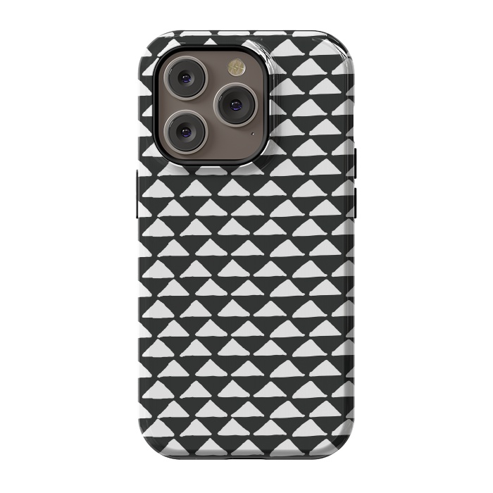 iPhone 14 Pro StrongFit Triangle pattern seamless black and white by Jelena Obradovic
