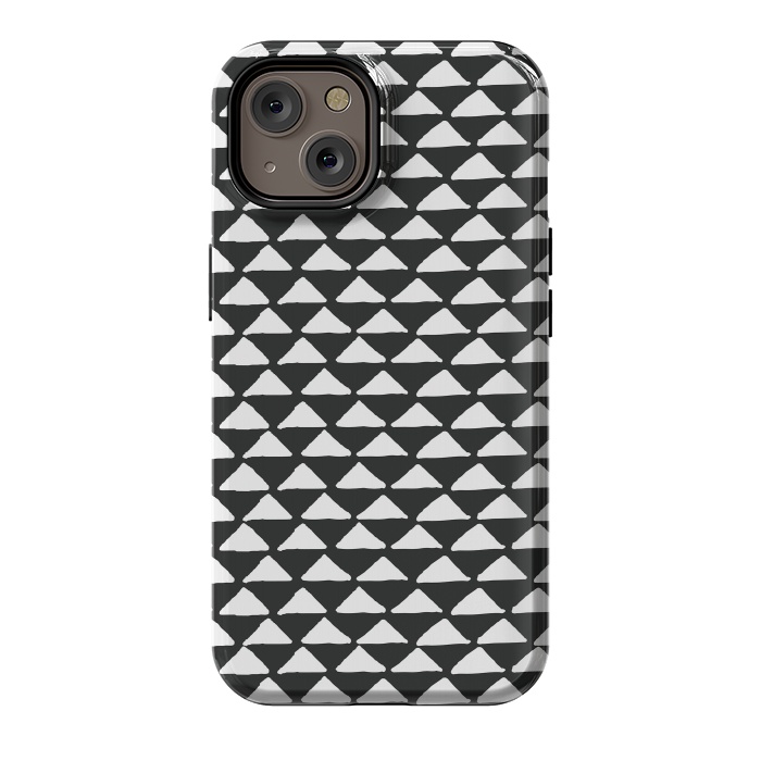 iPhone 14 StrongFit Triangle pattern seamless black and white by Jelena Obradovic