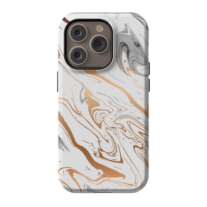 iPhone 14 Pro StrongFit Liquid Golden Marble 007 by Jelena Obradovic