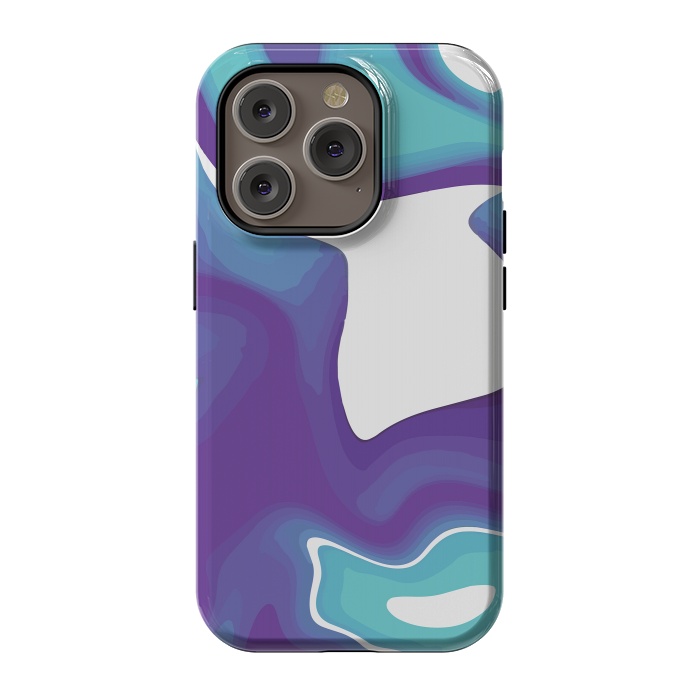 iPhone 14 Pro StrongFit Liquid Marble Purple Shades 010 by Jelena Obradovic