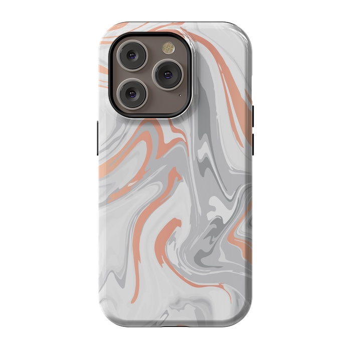 iPhone 14 Pro StrongFit Liquid White Marble and Copper 017 by Jelena Obradovic