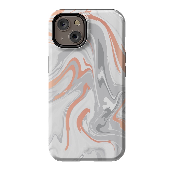 iPhone 14 StrongFit Liquid White Marble and Copper 017 by Jelena Obradovic