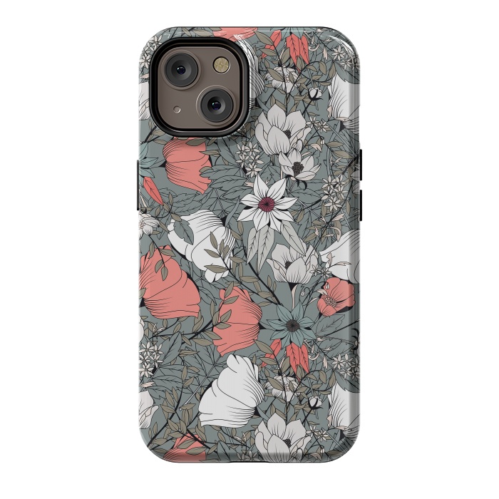 iPhone 14 StrongFit Botanical Pattern Gray by Jelena Obradovic