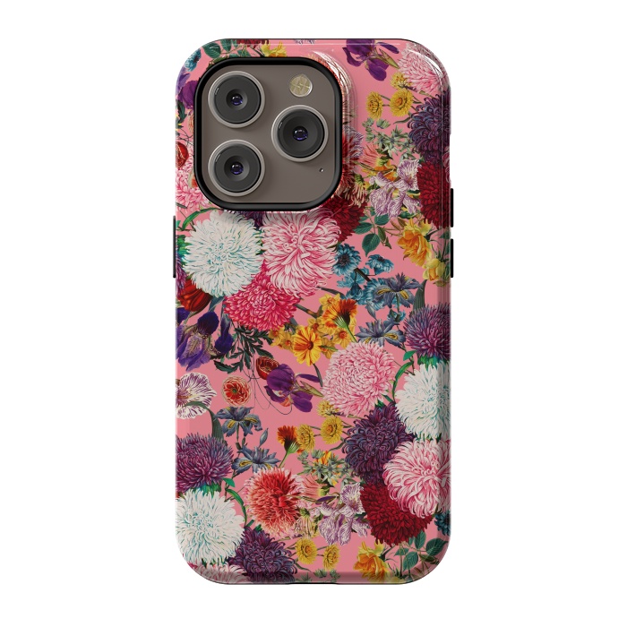 iPhone 14 Pro StrongFit Floral Pink Pattern by Burcu Korkmazyurek