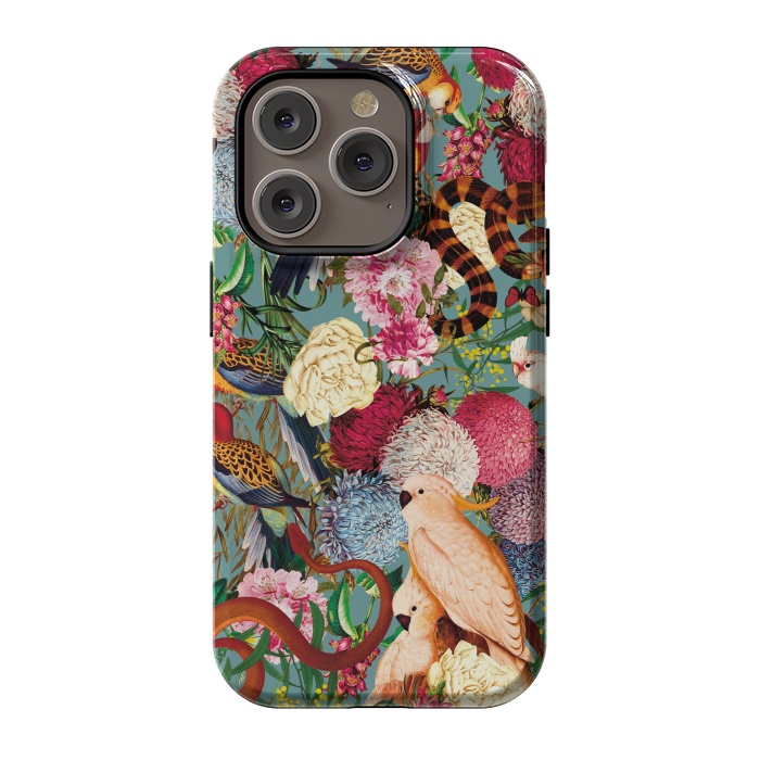 iPhone 14 Pro StrongFit Floral and Animals pattern by Burcu Korkmazyurek