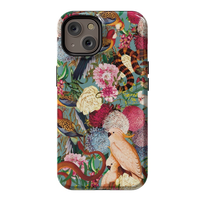 iPhone 14 StrongFit Floral and Animals pattern by Burcu Korkmazyurek