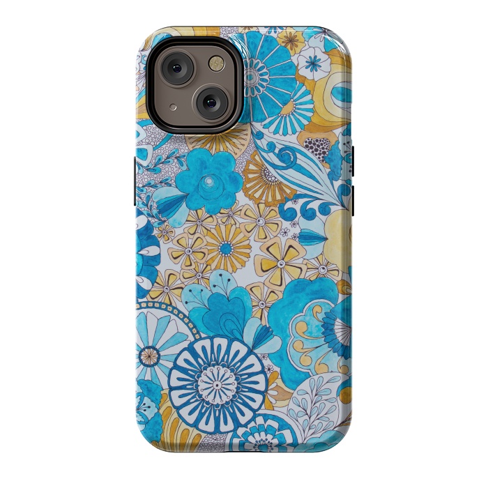 iPhone 14 StrongFit Seventies Psychedelic Blooms by Paula Ohreen