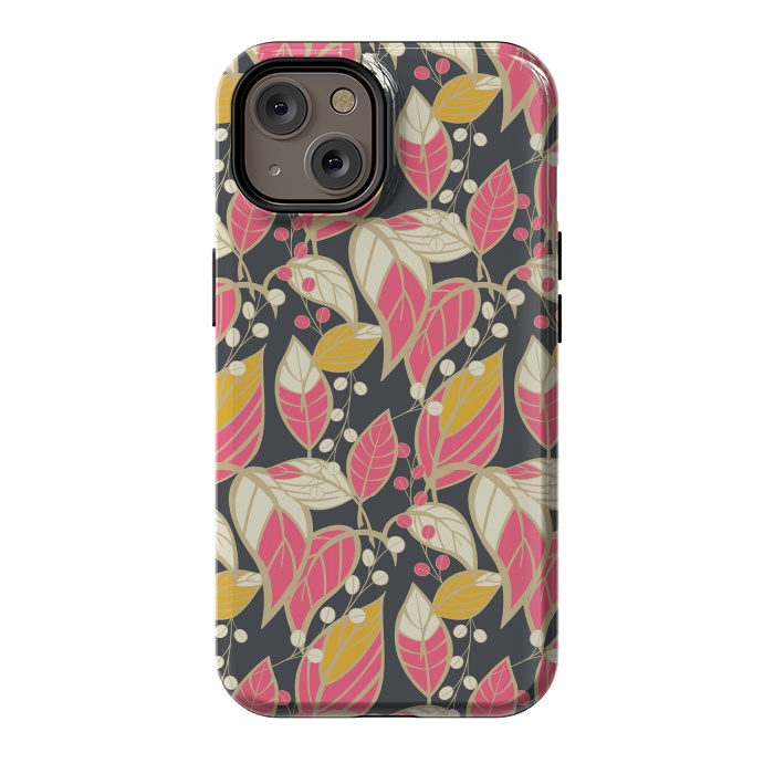 iPhone 14 StrongFit Seamless floral pattern with hand drawn leaves 002 by Jelena Obradovic