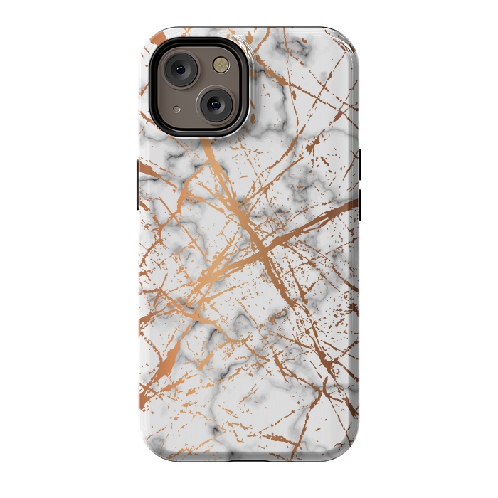 iPhone 14 StrongFit Marble Texture and Gold Splatter 039 by Jelena Obradovic