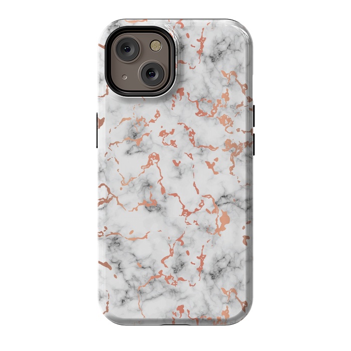 iPhone 14 StrongFit Marble Texture with Copper Splatter 041 by Jelena Obradovic