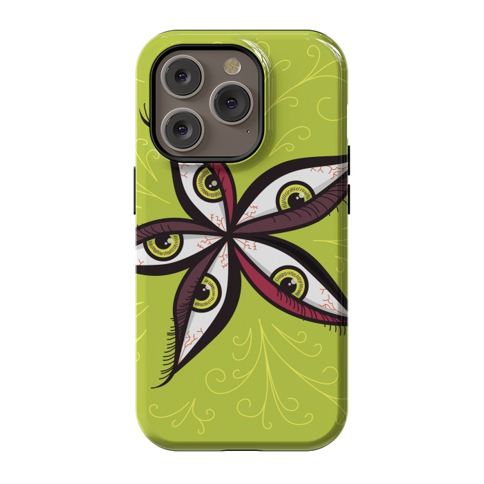 iPhone 14 Pro StrongFit Weird Abstract Green Eyes Flower by Boriana Giormova