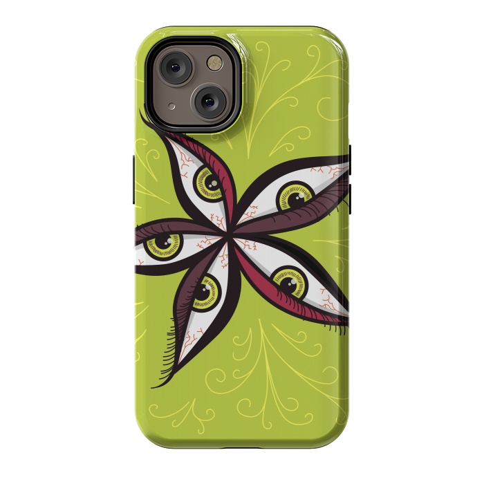 iPhone 14 StrongFit Weird Abstract Green Eyes Flower by Boriana Giormova