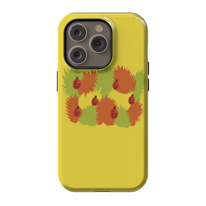iPhone 14 Pro StrongFit Autumn Leaves And Ladybugs by Boriana Giormova