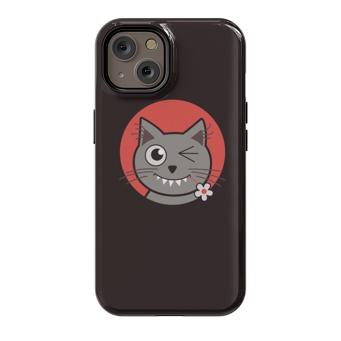 iPhone 14 StrongFit Cute Winking Kitty Cat by Boriana Giormova