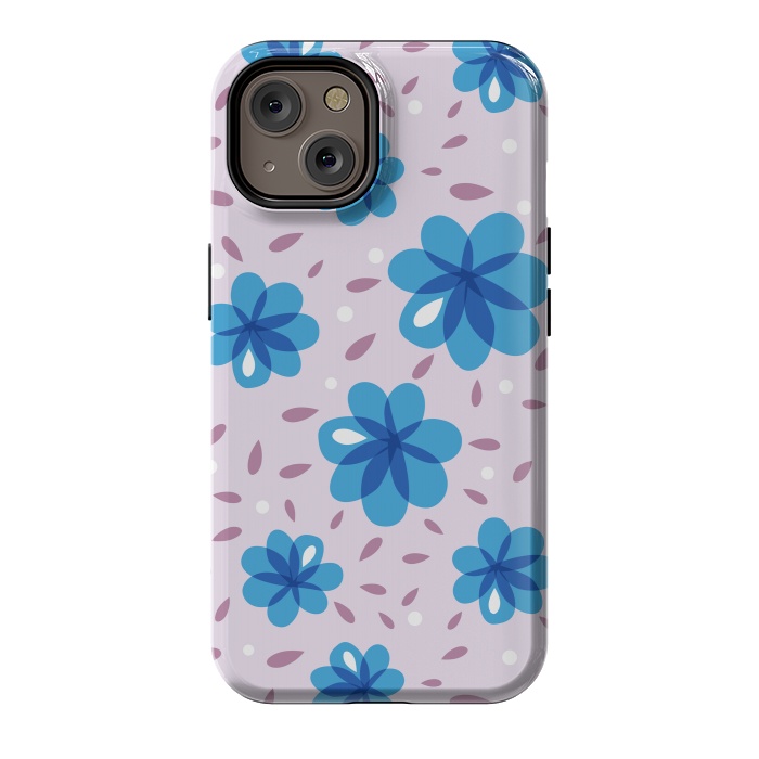 iPhone 14 StrongFit Gentle Blue Flowers Pattern by Boriana Giormova