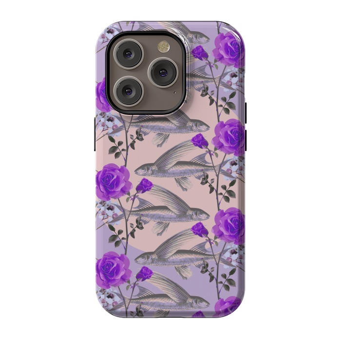 iPhone 14 Pro StrongFit Floral Fishies (Purple) by Zala Farah