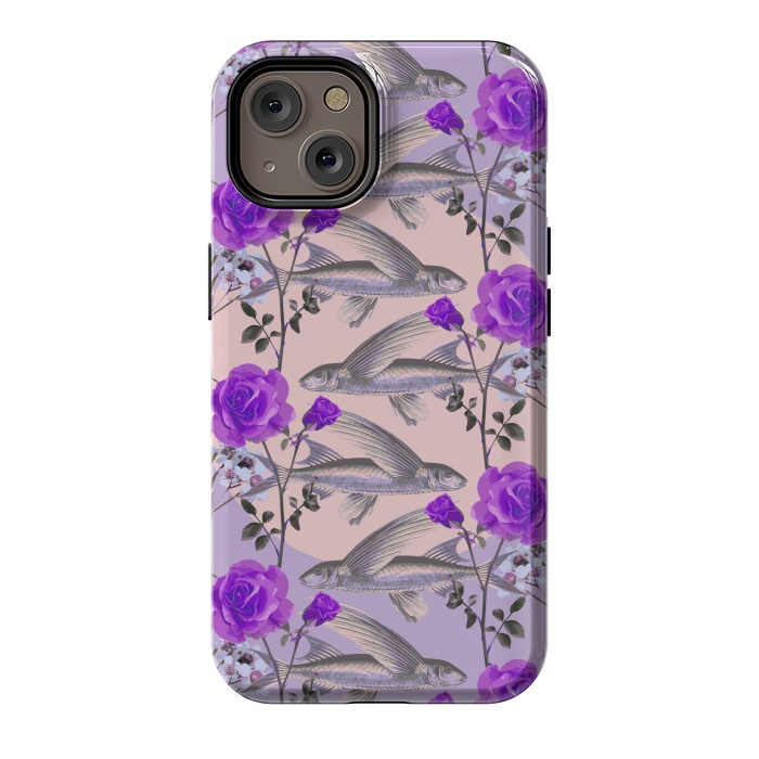 iPhone 14 StrongFit Floral Fishies (Purple) by Zala Farah