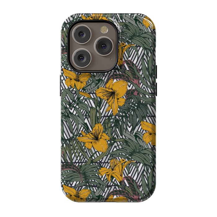 iPhone 14 Pro StrongFit Tribal tropical bloom by Mmartabc