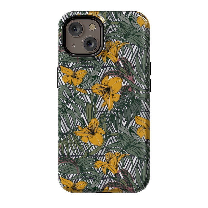 iPhone 14 StrongFit Tribal tropical bloom by Mmartabc