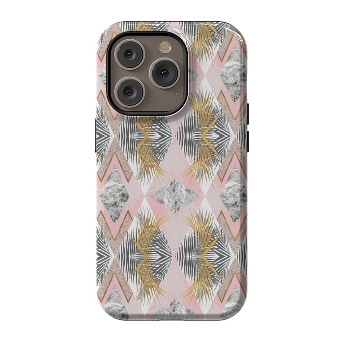 iPhone 14 Pro StrongFit Marbled tropical geometric pattern II by Mmartabc