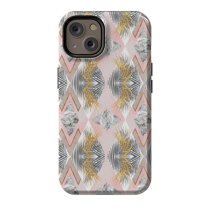 iPhone 14 StrongFit Marbled tropical geometric pattern II by Mmartabc
