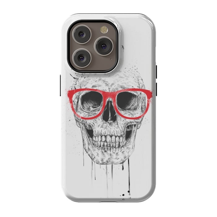 iPhone 14 Pro StrongFit Skull with red glasses by Balazs Solti