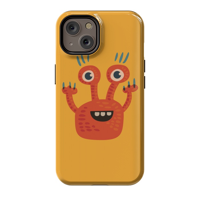 iPhone 14 StrongFit Funny Big Eyed Smiling Cute Monster by Boriana Giormova