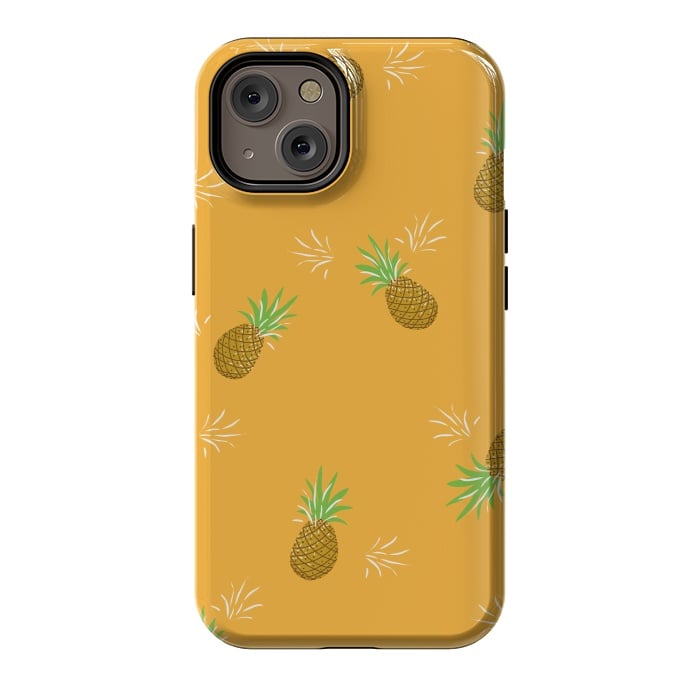 iPhone 14 StrongFit Pineapples in Mango by Zoe Charlotte