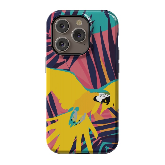iPhone 14 Pro StrongFit Tropical Macaw by Zoe Charlotte