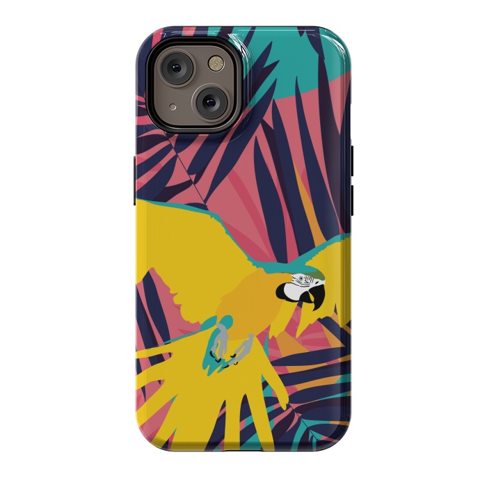 iPhone 14 StrongFit Tropical Macaw by Zoe Charlotte