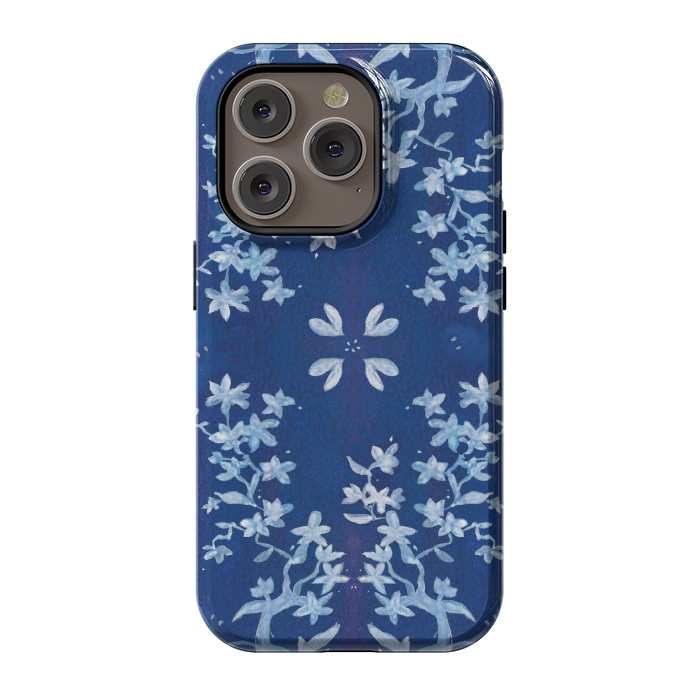 iPhone 14 Pro StrongFit Indigo Floral by Zoe Charlotte
