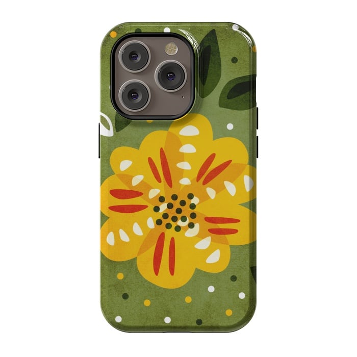 iPhone 14 Pro StrongFit Abstract Yellow Spring Flower by Boriana Giormova