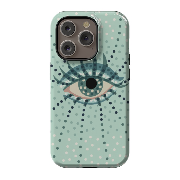 iPhone 14 Pro StrongFit Beautiful Abstract Dotted Blue Eye by Boriana Giormova
