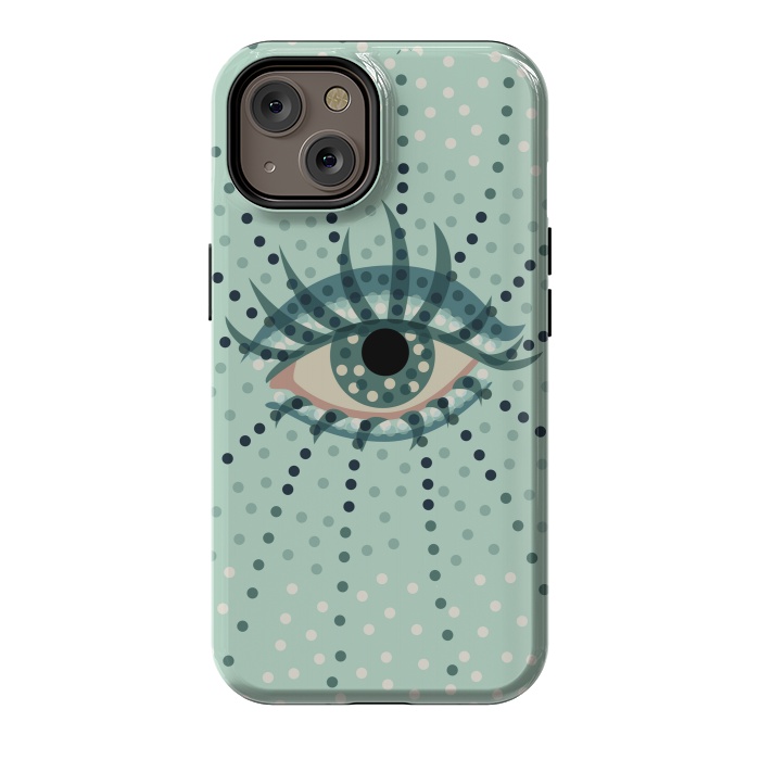 iPhone 14 StrongFit Beautiful Abstract Dotted Blue Eye by Boriana Giormova