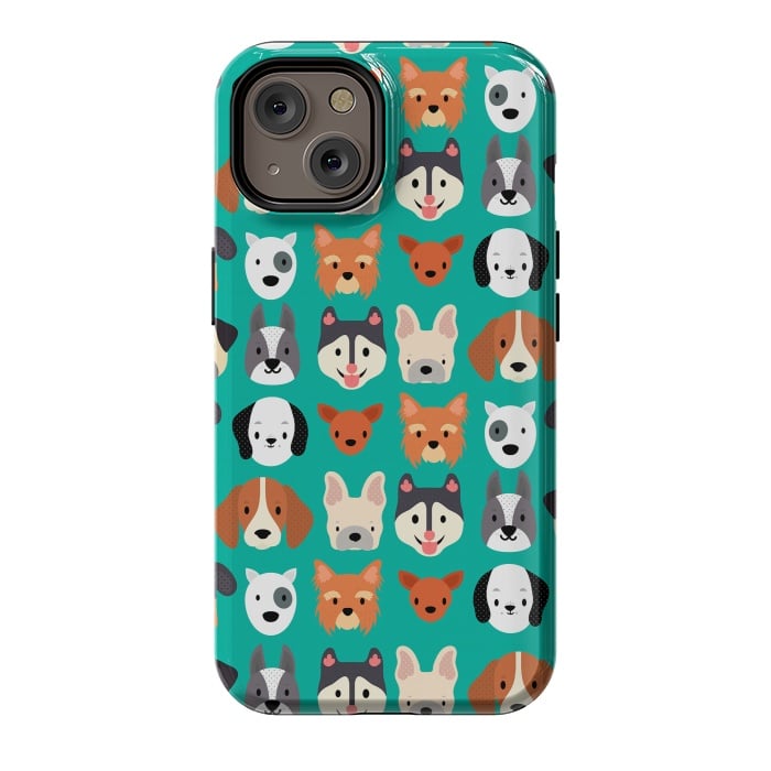iPhone 14 StrongFit Dog faces pattern by Maria Jose Da Luz