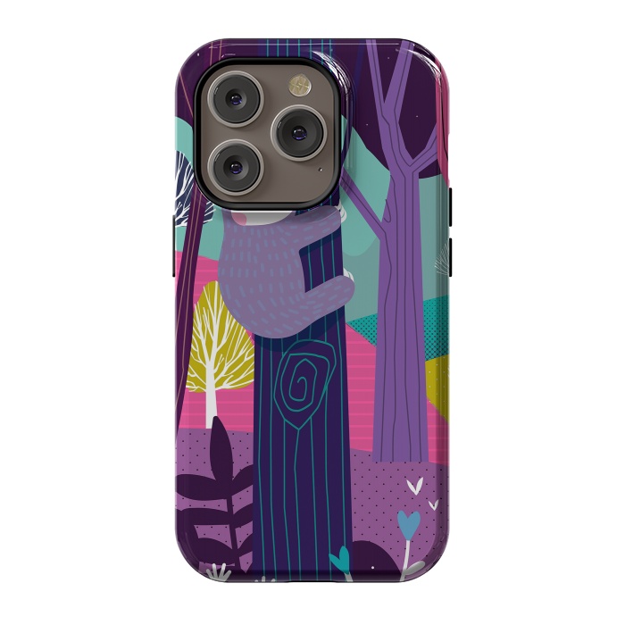 iPhone 14 Pro StrongFit Sloth in the woods by Maria Jose Da Luz
