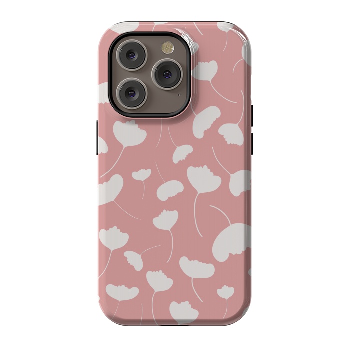iPhone 14 Pro StrongFit Fan Flowers on Pink by Paula Ohreen