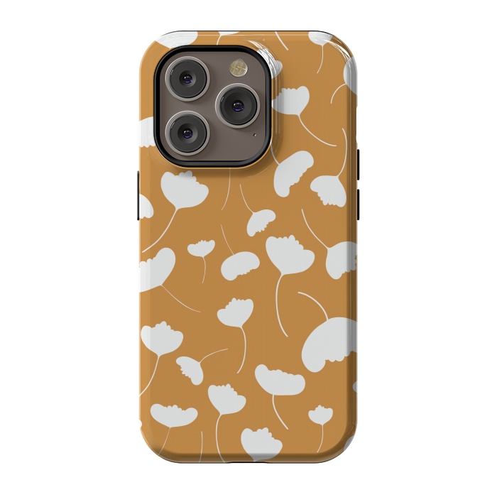 iPhone 14 Pro StrongFit Fan Flowers on Mustard by Paula Ohreen